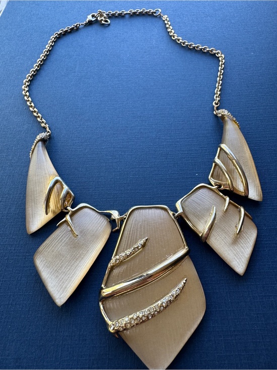 Alexis Bittar Jewelry - Alexis Bittar Gold-Toned Sculptural Lucid Bib Necklace with Pavé Crystal accents